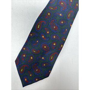 Polo Ralph Lauren 100% Silk Green Blue Red Geometric Neck Tie Made In Italy